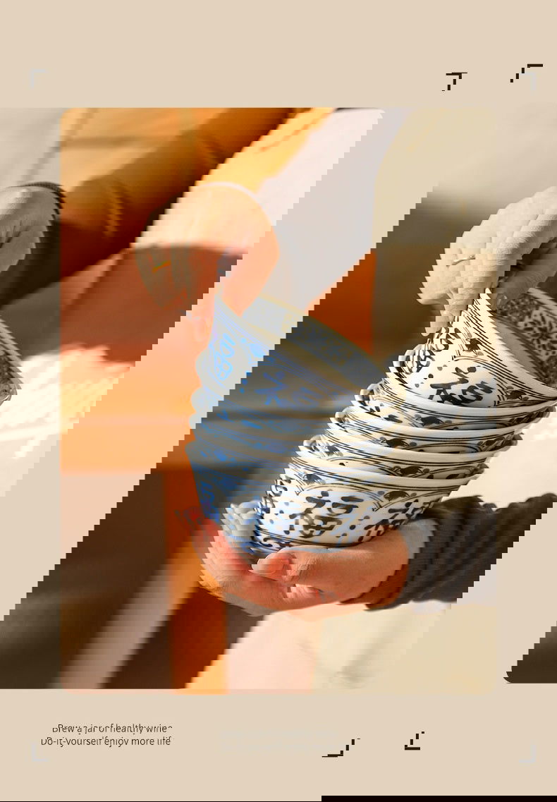 Chinese Style Ceramic Bowl Home Rice Bowl Set - Grand Goldman