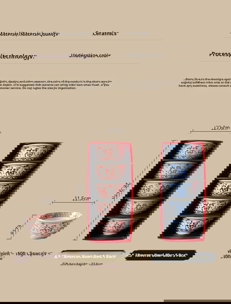 Chinese Style Ceramic Bowl Home Rice Bowl Set - Grand Goldman