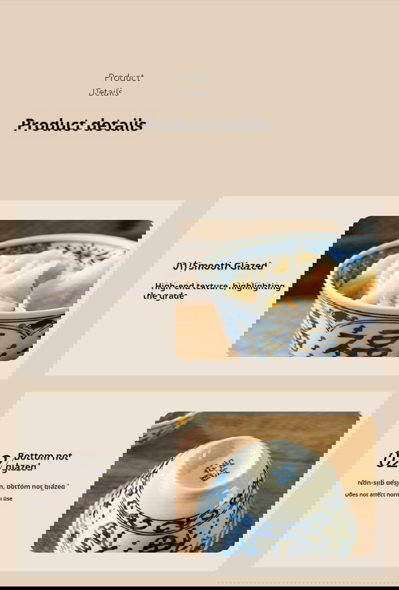 Chinese Style Ceramic Bowl Home Rice Bowl Set - Grand Goldman