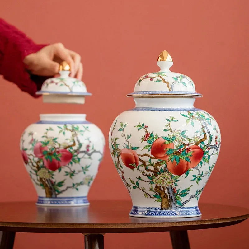 Chinese Style Ceramic Pot Tea Caddy Large General Can Porcelain Jar Sealed Storage Tank Flower Vase Container Home Decoration - Grand Goldman
