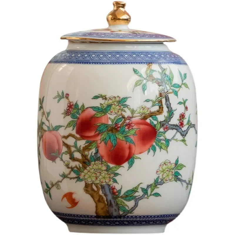 Chinese Style Ceramic Pot Tea Caddy Large General Can Porcelain Jar Sealed Storage Tank Flower Vase Container Home Decoration - Grand Goldman