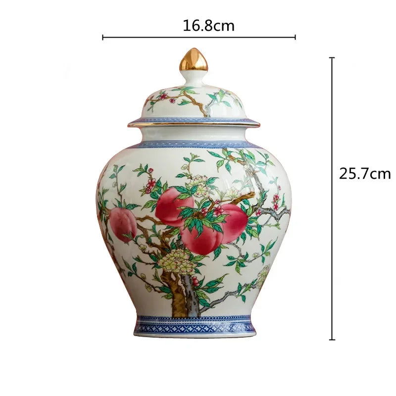 Chinese Style Ceramic Pot Tea Caddy Large General Can Porcelain Jar Sealed Storage Tank Flower Vase Container Home Decoration - Grand Goldman