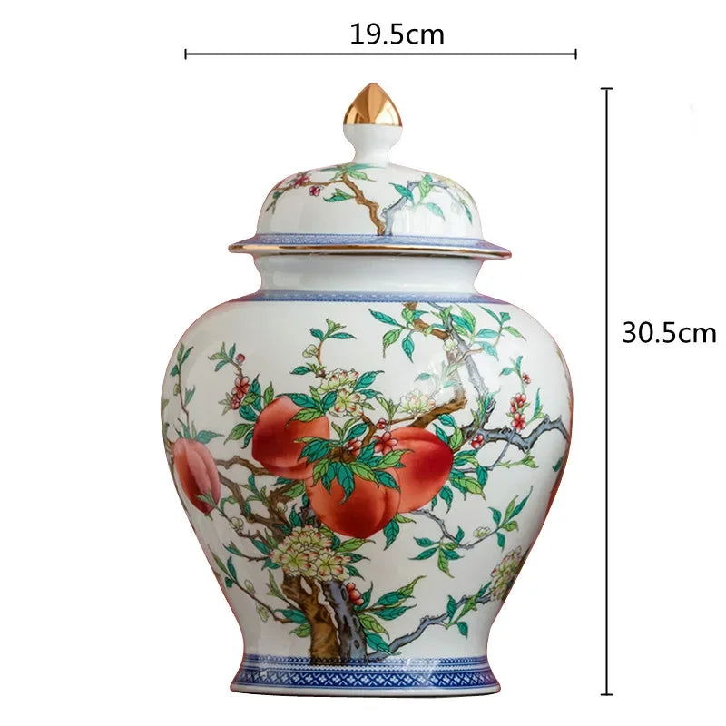 Chinese Style Ceramic Pot Tea Caddy Large General Can Porcelain Jar Sealed Storage Tank Flower Vase Container Home Decoration - Grand Goldman