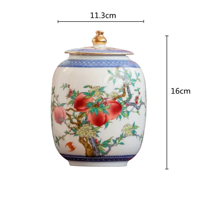 Chinese Style Ceramic Pot Tea Caddy Large General Can Porcelain Jar Sealed Storage Tank Flower Vase Container Home Decoration - Grand Goldman