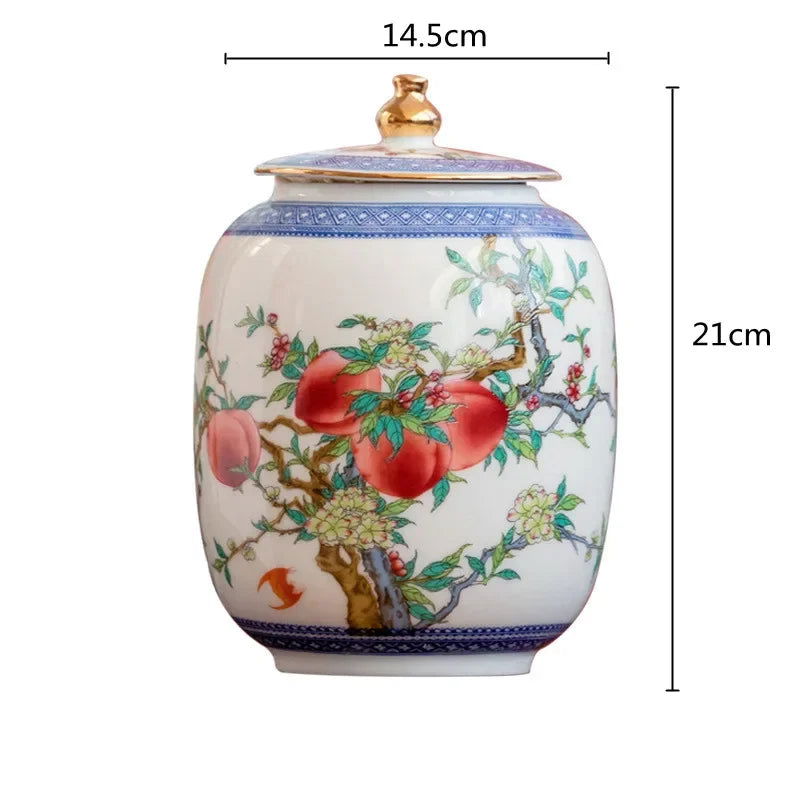 Chinese Style Ceramic Pot Tea Caddy Large General Can Porcelain Jar Sealed Storage Tank Flower Vase Container Home Decoration - Grand Goldman