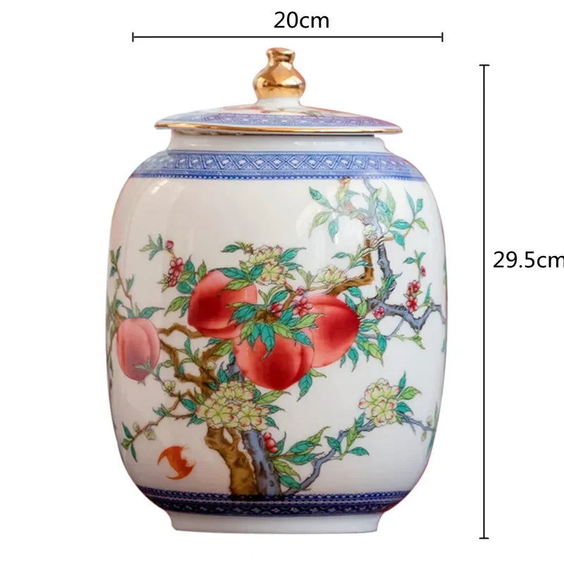 Chinese Style Ceramic Pot Tea Caddy Large General Can Porcelain Jar Sealed Storage Tank Flower Vase Container Home Decoration - Grand Goldman