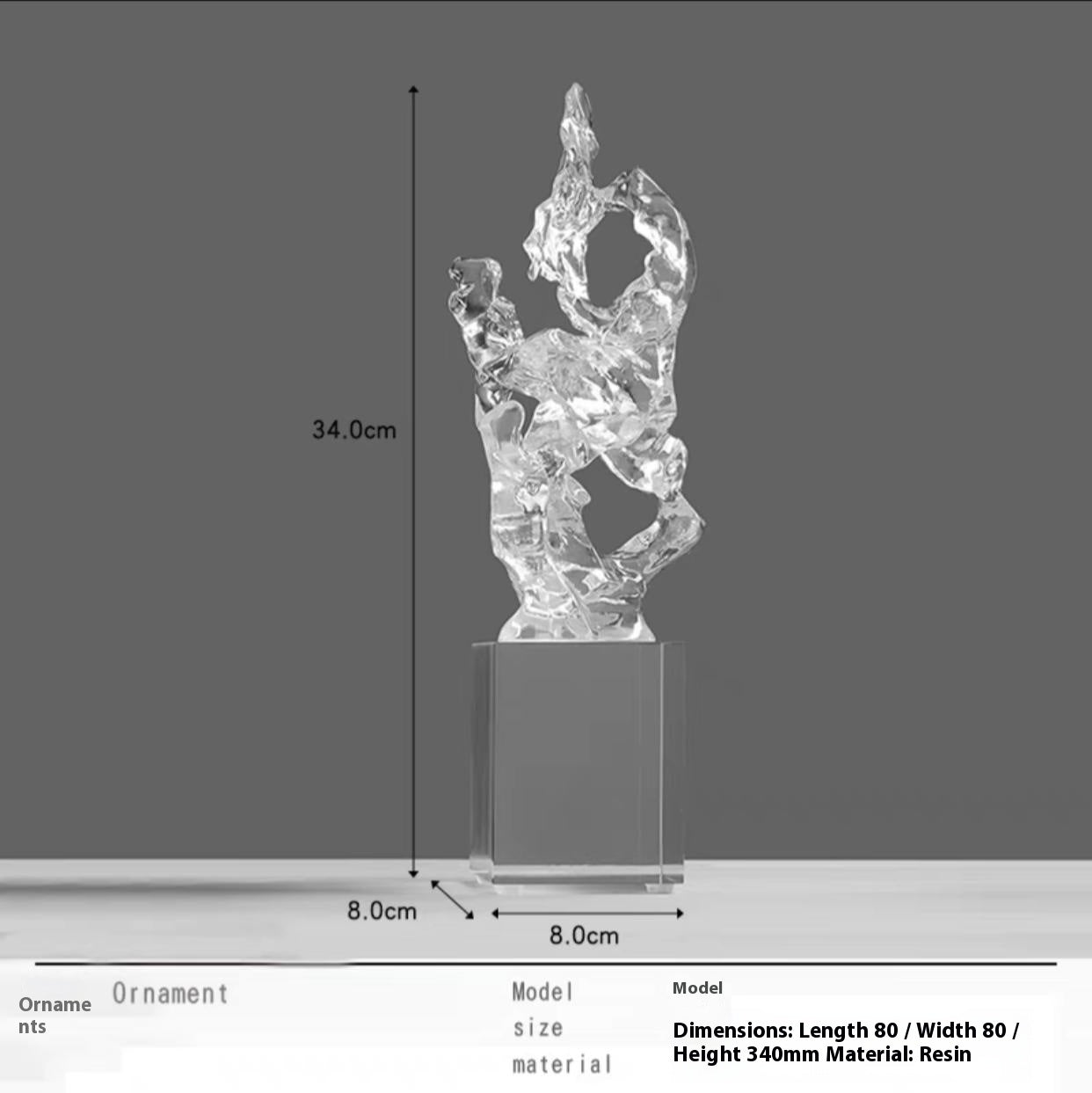 Chinese Style Entrance Decoration Transparent Resin Sculpture Art Decorations - Grand Goldman