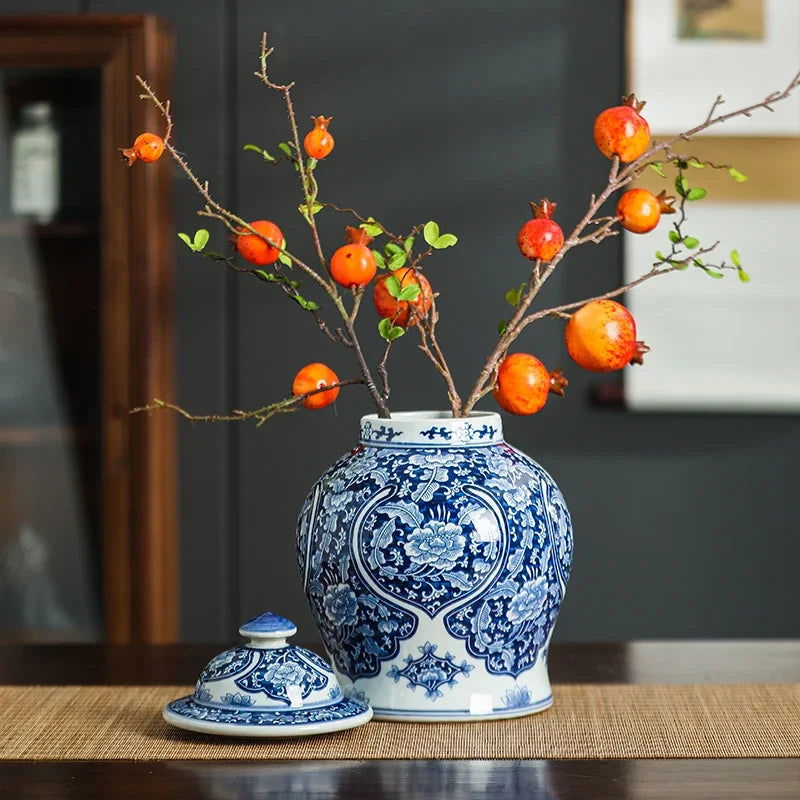 Chinese Vintage Blue and White Porcelain Jar Ceramic General Jar Porcelain Handicraft Ornaments Vintage Bottle Ceramic Vases - Grand Goldman
