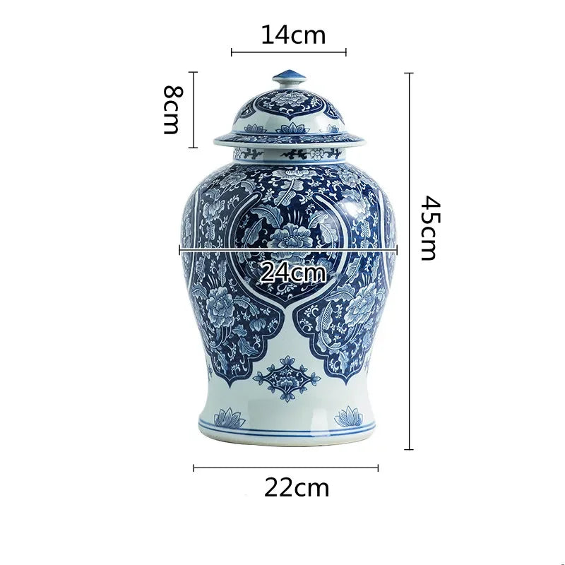 Chinese Vintage Blue and White Porcelain Jar Ceramic General Jar Porcelain Handicraft Ornaments Vintage Bottle Ceramic Vases - Grand Goldman