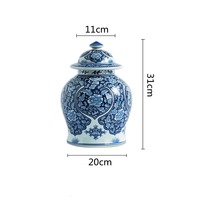 Chinese Vintage Blue and White Porcelain Jar Ceramic General Jar Porcelain Handicraft Ornaments Vintage Bottle Ceramic Vases - Grand Goldman