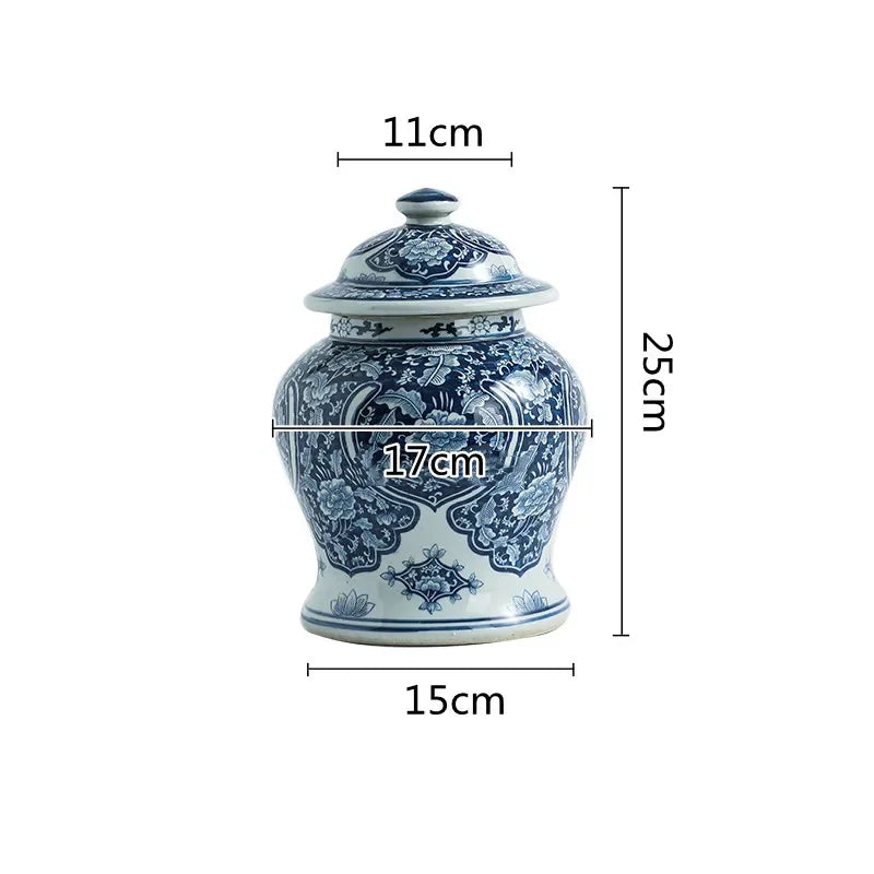 Chinese Vintage Blue and White Porcelain Jar Ceramic General Jar Porcelain Handicraft Ornaments Vintage Bottle Ceramic Vases - Grand Goldman