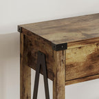 ChooChoo 47'' Farmhouse Console Table with Drawer, Entryway Table with Storage Shelf, Rustic A-Design Sofa Table for Hallway, Entrance, Living Room, Rustic Brown - Grand Goldman