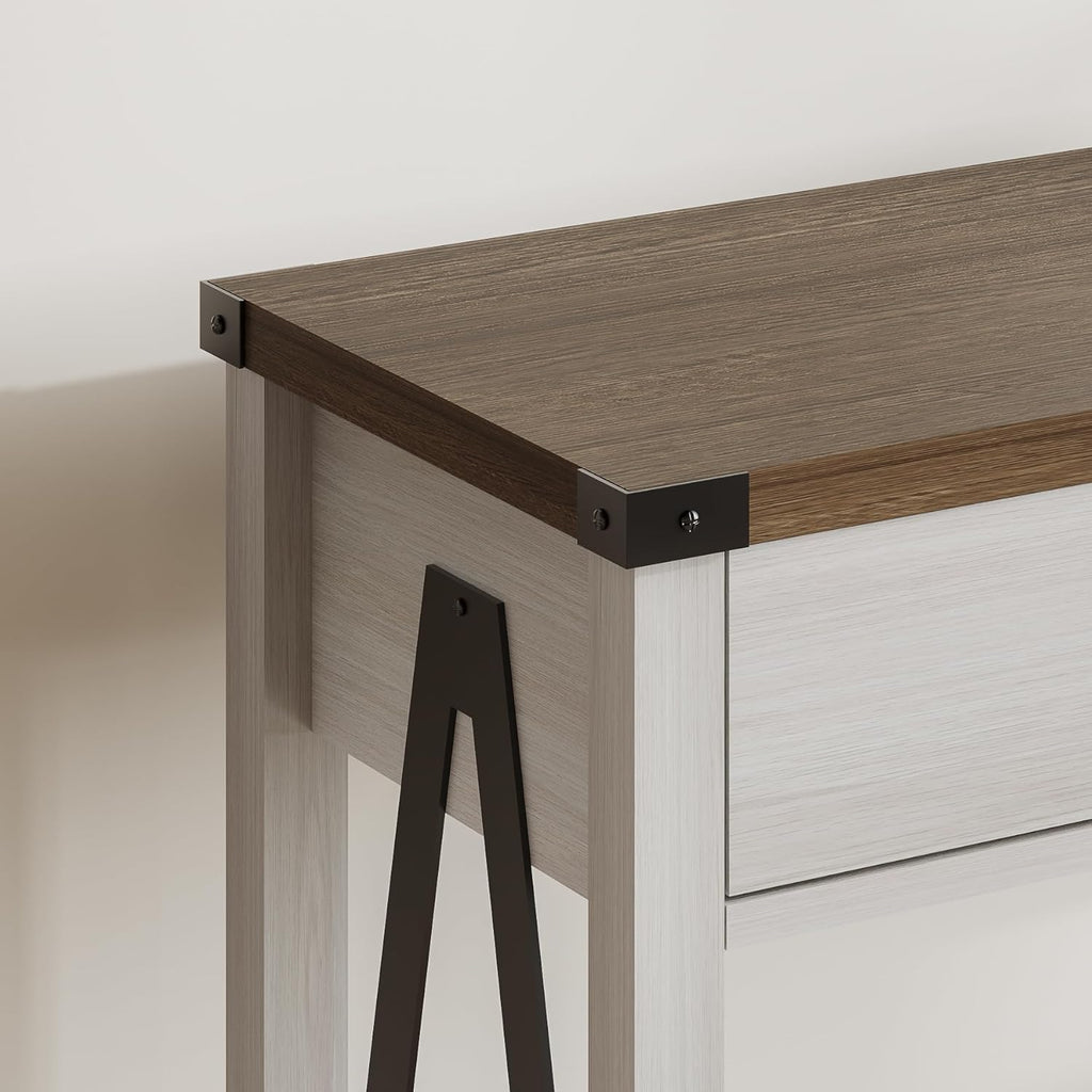 ChooChoo 47'' Farmhouse Console Table with Drawer, Entryway Table with Storage Shelf, Rustic A-Design Sofa Table for Hallway, Entrance, Living Room, Rustic Brown - Grand Goldman