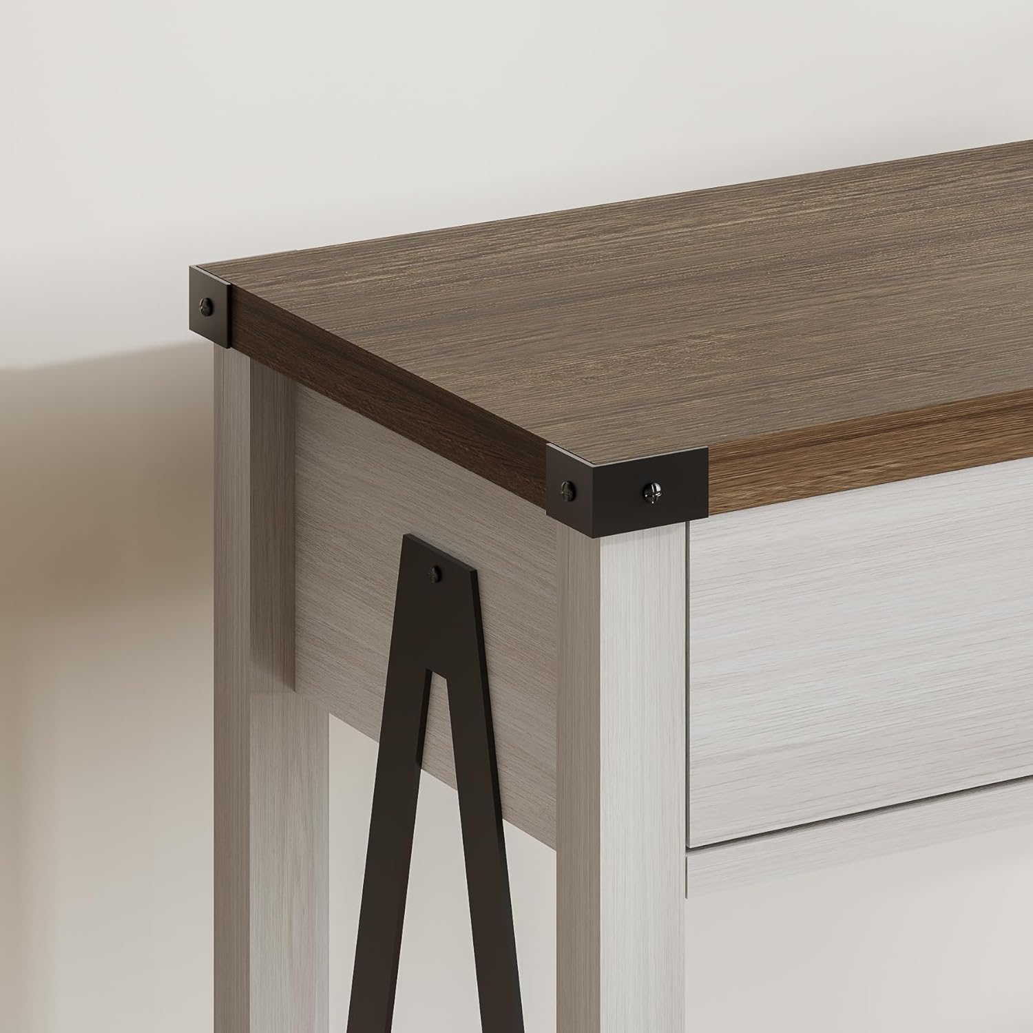 ChooChoo 47'' Farmhouse Console Table with Drawer, Entryway Table with Storage Shelf, Rustic A-Design Sofa Table for Hallway, Entrance, Living Room, Rustic Brown - Grand Goldman