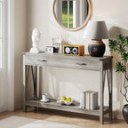 ChooChoo 47'' Farmhouse Console Table with Drawer, Entryway Table with Storage Shelf, Rustic A-Design Sofa Table for Hallway, Entrance, Living Room, Rustic Brown - Grand Goldman