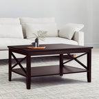 ChooChoo Oxford Coffee Table with Thicker Legs, Black Wood Coffee Table with Storage for Living Room - Grand Goldman