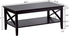 ChooChoo Oxford Coffee Table with Thicker Legs, Black Wood Coffee Table with Storage for Living Room - Grand Goldman