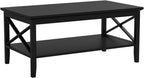 ChooChoo Oxford Coffee Table with Thicker Legs, Black Wood Coffee Table with Storage for Living Room - Grand Goldman