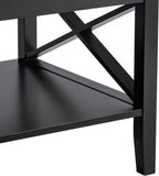 ChooChoo Oxford Coffee Table with Thicker Legs, Black Wood Coffee Table with Storage for Living Room - Grand Goldman