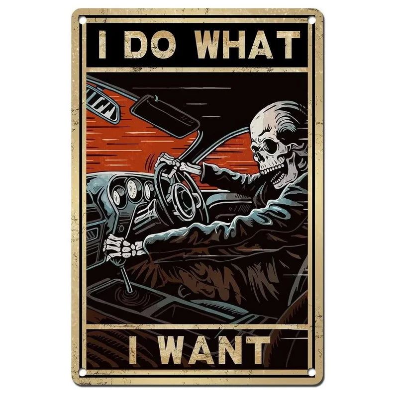 Choose Something Fun Skull Metal Tin Signs Posters Plate Wall Decor for Garage Bars Man Cave Cafe Clubs Retro Posters Plaque - Grand Goldman