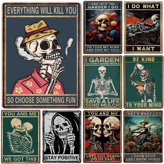 Choose Something Fun Skull Metal Tin Signs Posters Plate Wall Decor for Garage Bars Man Cave Cafe Clubs Retro Posters Plaque - Grand Goldman