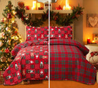 Christmas Bedding Set King Size Christmas Quilt Bedspread Xmas Bedding Reversible Christmas Quilt Coverlet Rustic Lodge Deer Snowflake Bedding Cabin Home Holiday Decor Xmas Christmas Quilt Bedding - Grand Goldman