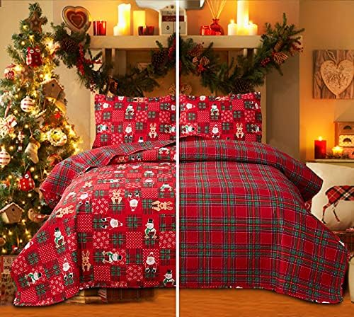 Christmas Bedding Set King Size Christmas Quilt Bedspread Xmas Bedding Reversible Christmas Quilt Coverlet Rustic Lodge Deer Snowflake Bedding Cabin Home Holiday Decor Xmas Christmas Quilt Bedding - Grand Goldman