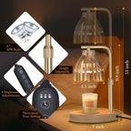 Christmas Gifts for Women, Candle Warmer Lamp with Timer & Dimmer, Candle Warmer Lamp Height Adjustable for Jar Scented Candles with 2 Bulbs for Home Decor, Birthday Day Gifts (Amber) - Grand Goldman