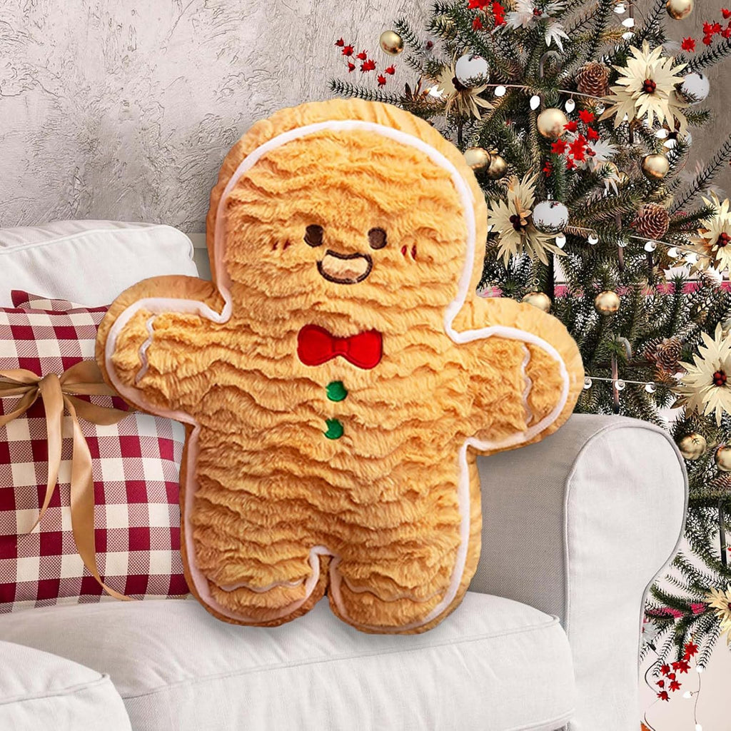 Christmas Gingerbread Man Pillow Cute Throw Pillows Stuffed Gingerbread Shaped Pillow Soft Gingerbread Pillow for Christmas Cushion Sofa Party Decorations,Brown,11.8 Inch - Grand Goldman