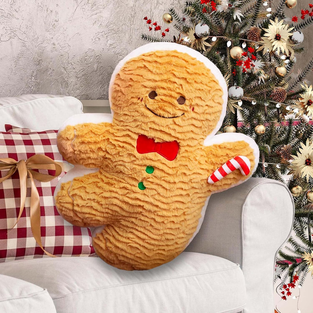 Christmas Gingerbread Man Pillow Cute Throw Pillows Stuffed Gingerbread Shaped Pillow Soft Gingerbread Pillow for Christmas Cushion Sofa Party Decorations,Brown,11.8 Inch - Grand Goldman