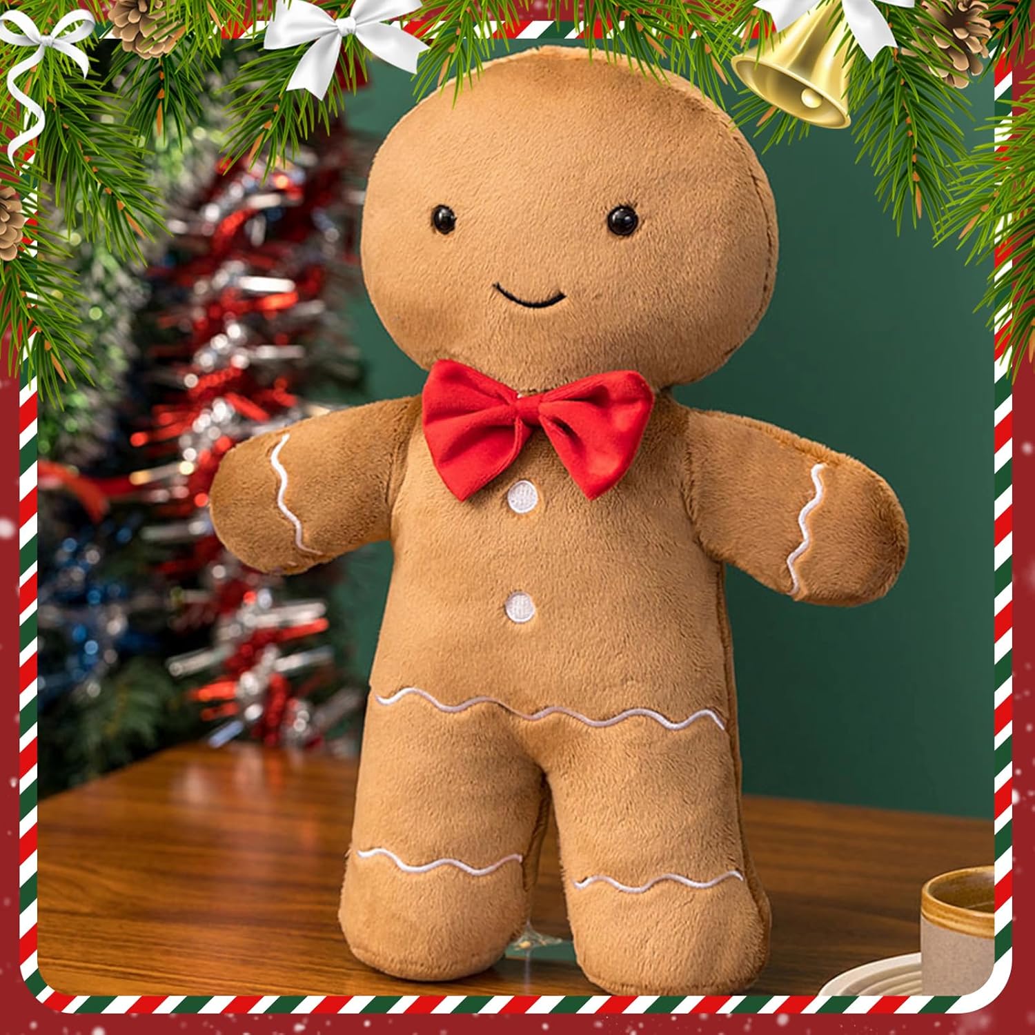 Christmas Gingerbread Man Pillows Stuffed Christmas Shape Throw Pillow for Home Decor Sofa Bed Cute Christmas Party Ginger Decor Pillow, Man,14.7" - Grand Goldman