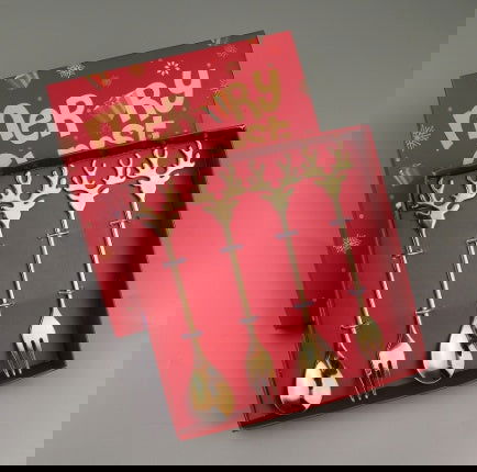 Christmas Golden Dessert Spoon Fruit Fork Set Victorian Royal Utensils 4 Pieces Pack - Grand Goldman