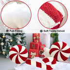 Christmas Pillows Candy Throw Pillow White Round Decorative Pillow Christmas Decorations Soft Winter Pillow Cute Plush Pillow Cushions for Couch Sofa Bed,15x15 Inch - Grand Goldman