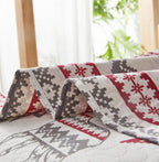 Christmas Quilt Set Queen Size (90 x 90 Inches) Reindeer Snowflakes Lantern Festival Bedding Sets,Christmas Tree Coverlet Bedspread,Xmas Bedroom Decoration,Chrimbo New Year Ornaments - Grand Goldman