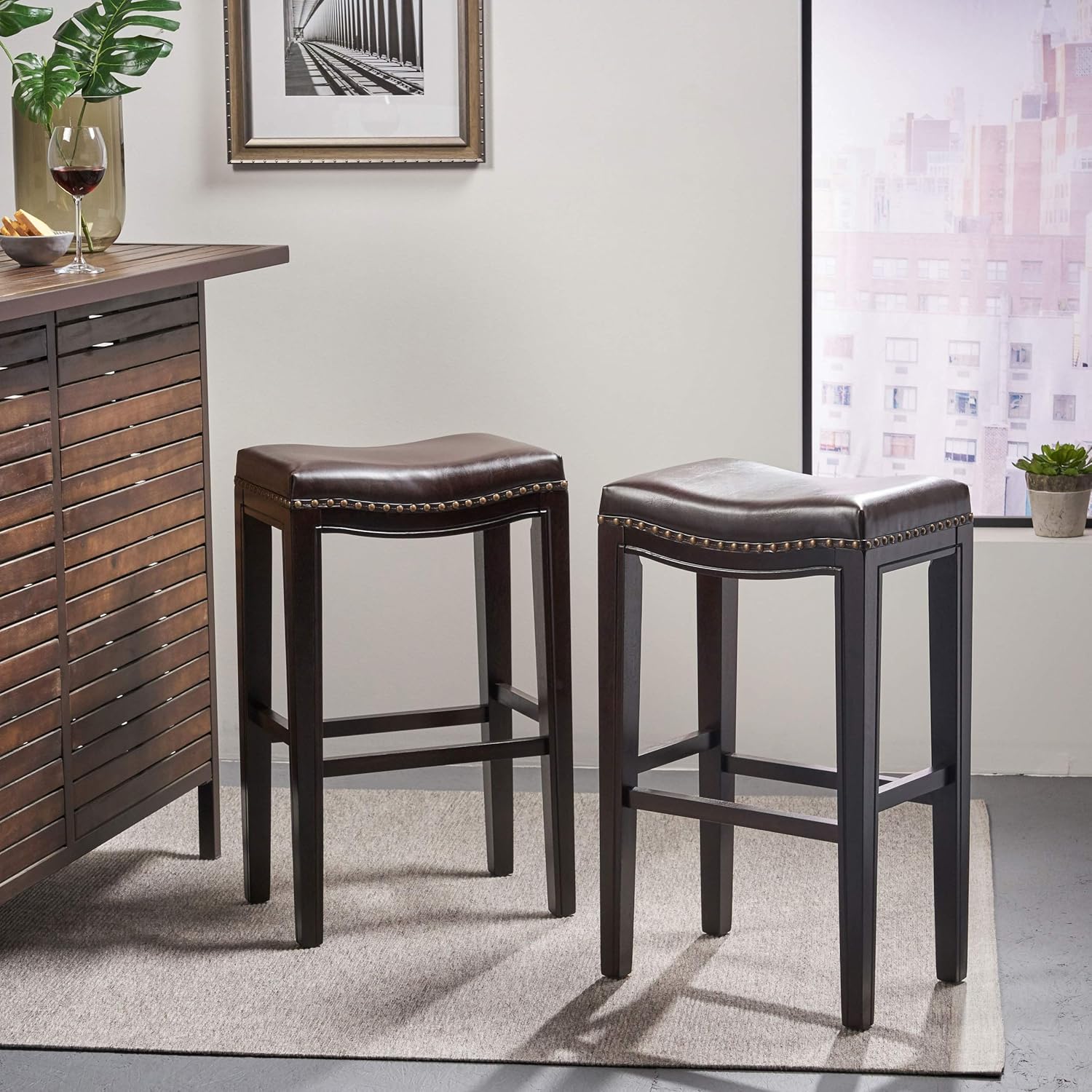 Christopher Knight Home Avondale Backless Bar Stools,12"D x 18.13"W x 30"H, 2-Pcs Set, Brown - Grand Goldman