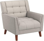 Christopher Knight Home Evelyn Mid Century Modern Fabric Arm Chair, Beige & Walnut - Grand Goldman