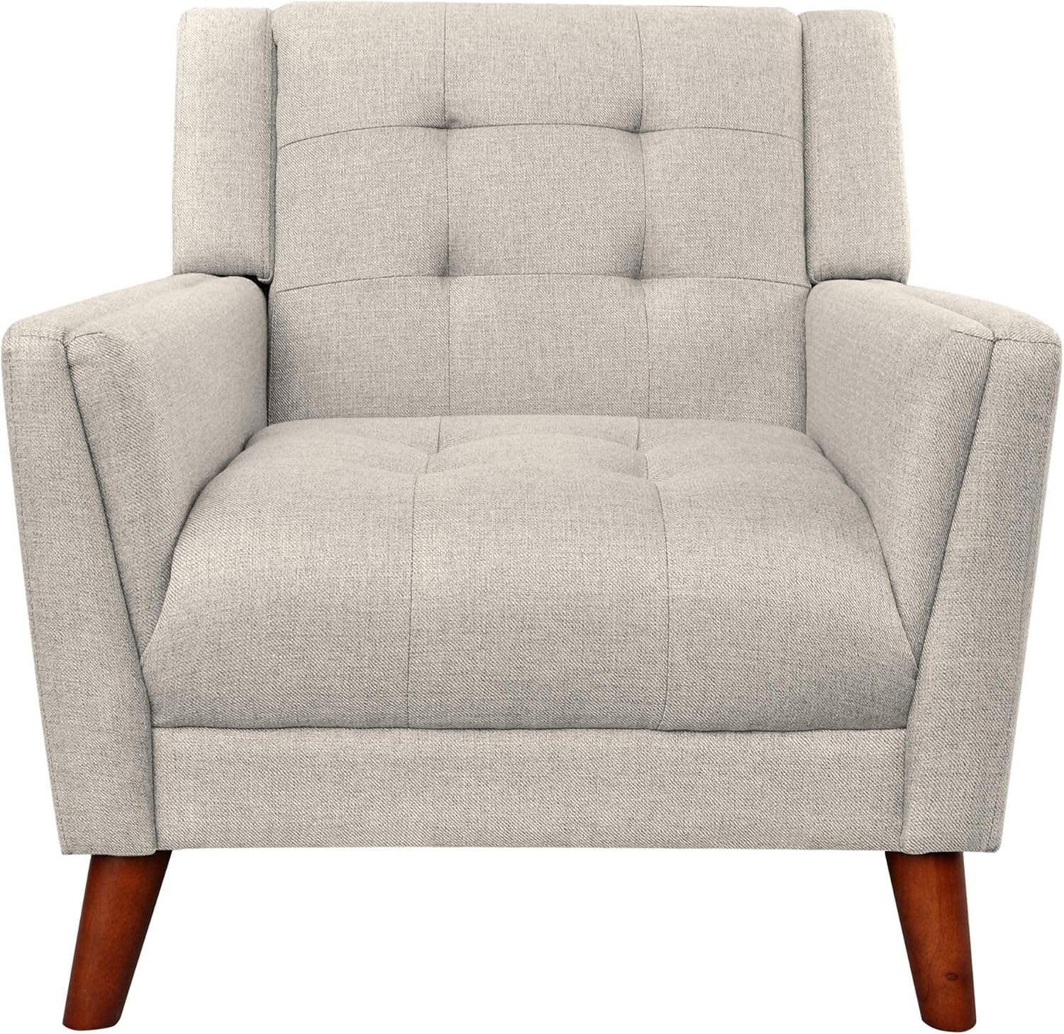 Christopher Knight Home Evelyn Mid Century Modern Fabric Arm Chair, Beige & Walnut - Grand Goldman