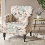 Christopher Knight Home Harrison Fabric Tufted Club Chair, White / Blue (29.5"D x 28"W x 33.5"H) - Grand Goldman