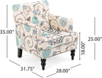 Christopher Knight Home Harrison Fabric Tufted Club Chair, White / Blue (29.5"D x 28"W x 33.5"H) - Grand Goldman