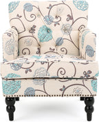 Christopher Knight Home Harrison Fabric Tufted Club Chair, White / Blue (29.5"D x 28"W x 33.5"H) - Grand Goldman