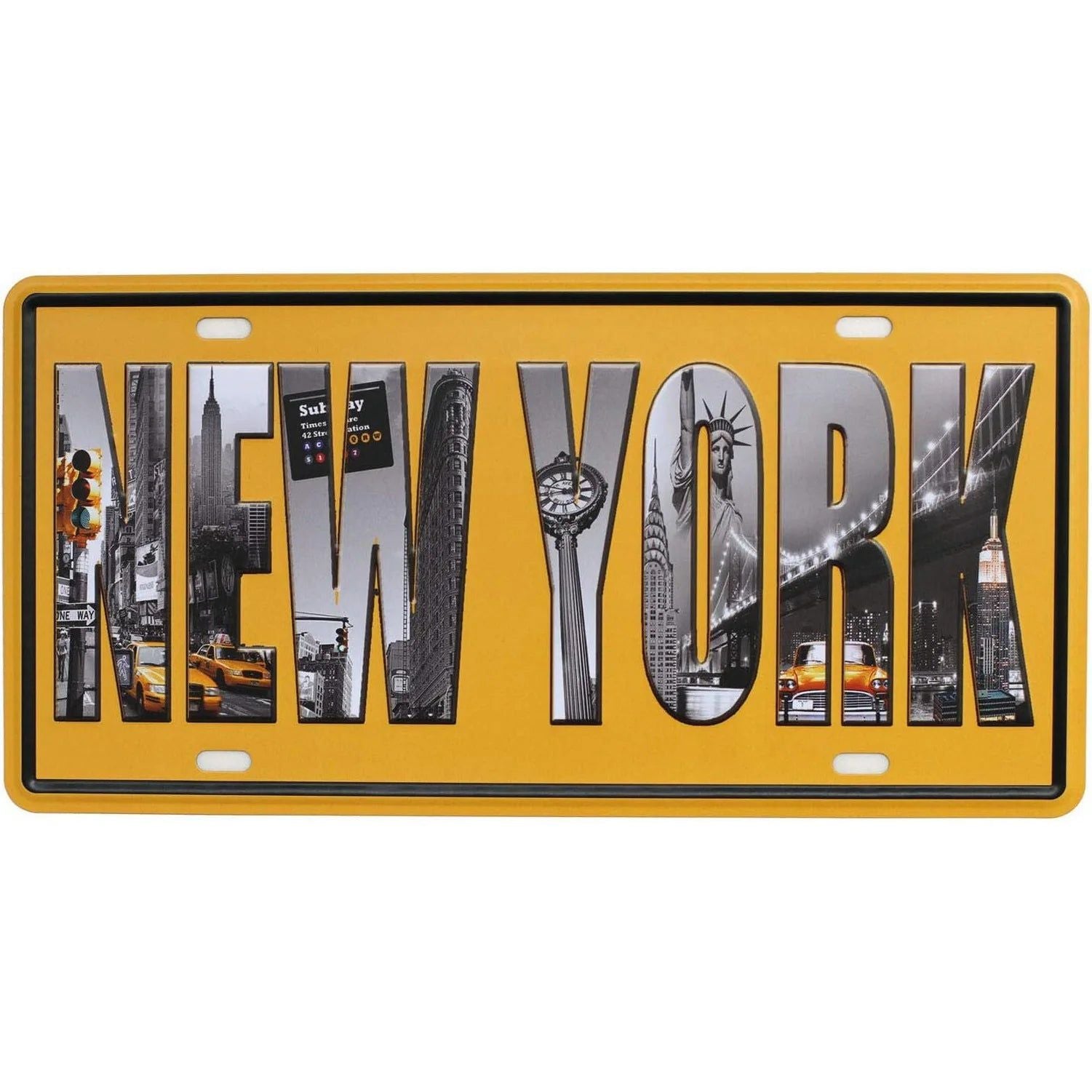 City License Plate New York Zurich Athens Toronto Vintage Rusty Metal Tin Sign Metal Car Tag 6X12 Inches For Garage Cafe Bar Pub - Grand Goldman