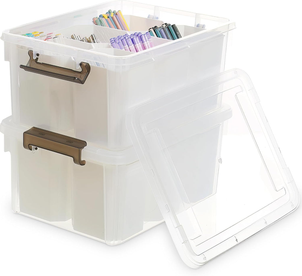 Citylife 17 QT Plastic Storage Bins Clear Storage Box with Lids Multipurpose Stackable Storage Containers for Organizing Tool, Craft, Crayon - Grand Goldman