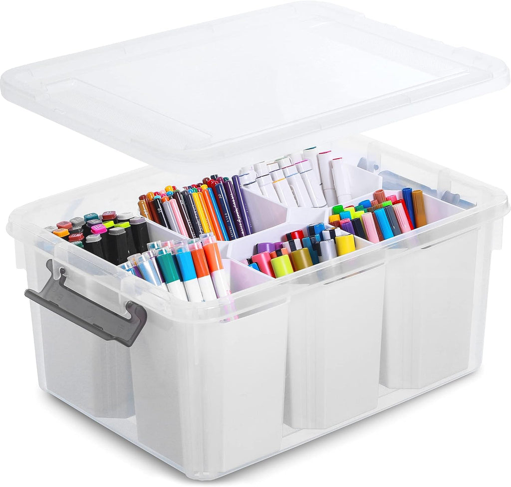 Citylife 17 QT Plastic Storage Bins Clear Storage Box with Lids Multipurpose Stackable Storage Containers for Organizing Tool, Craft, Crayon - Grand Goldman