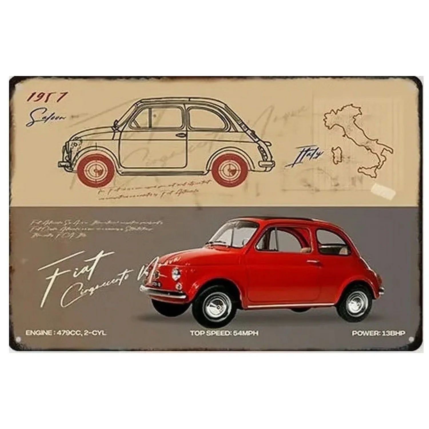 Classic Car Metal Tin Signs Vintage Auto Retro Tin Plaque Man Cave Game Room Decor Home Bar Club Cafe Garage Wall Art Decoration - Grand Goldman