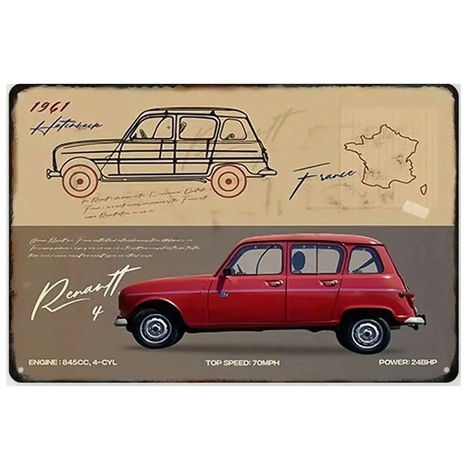 Classic Car Metal Tin Signs Vintage Auto Retro Tin Plaque Man Cave Game Room Decor Home Bar Club Cafe Garage Wall Art Decoration - Grand Goldman