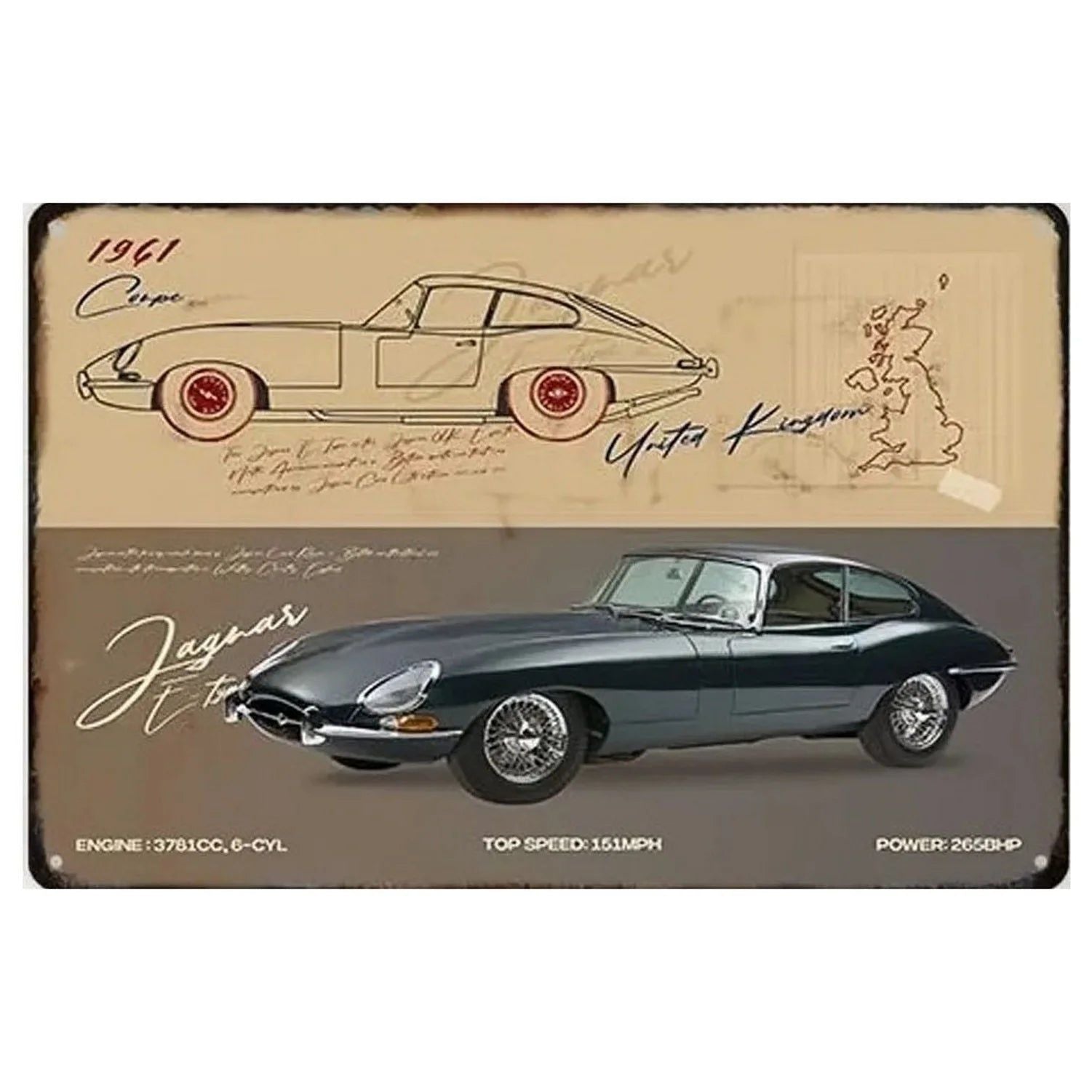 Classic Car Metal Tin Signs Vintage Auto Retro Tin Plaque Man Cave Game Room Decor Home Bar Club Cafe Garage Wall Art Decoration - Grand Goldman