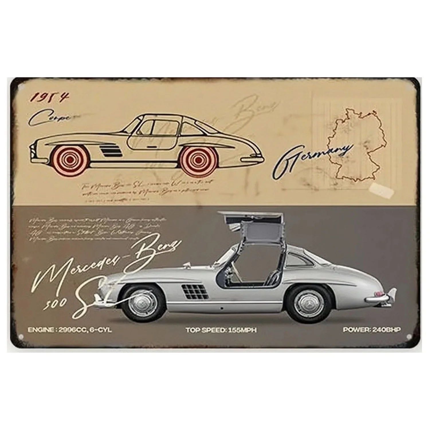 Classic Car Metal Tin Signs Vintage Auto Retro Tin Plaque Man Cave Game Room Decor Home Bar Club Cafe Garage Wall Art Decoration - Grand Goldman