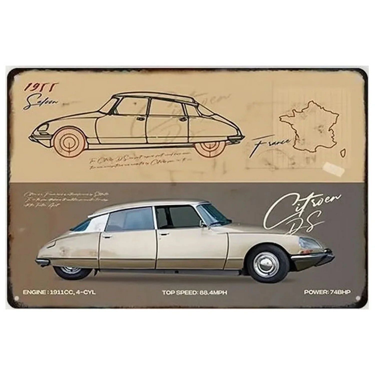 Classic Car Metal Tin Signs Vintage Auto Retro Tin Plaque Man Cave Game Room Decor Home Bar Club Cafe Garage Wall Art Decoration - Grand Goldman