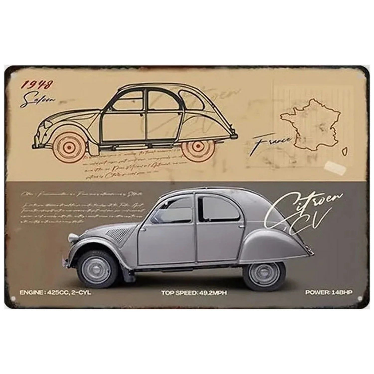 Classic Car Metal Tin Signs Vintage Auto Retro Tin Plaque Man Cave Game Room Decor Home Bar Club Cafe Garage Wall Art Decoration - Grand Goldman