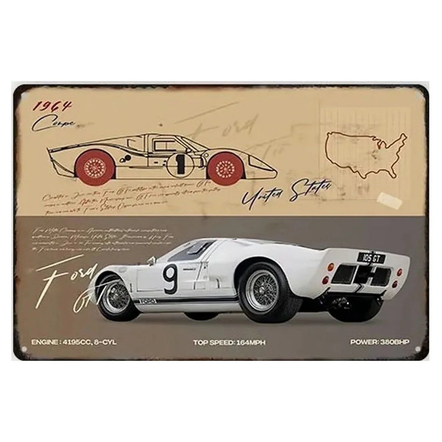 Classic Car Metal Tin Signs Vintage Auto Retro Tin Plaque Man Cave Game Room Decor Home Bar Club Cafe Garage Wall Art Decoration - Grand Goldman